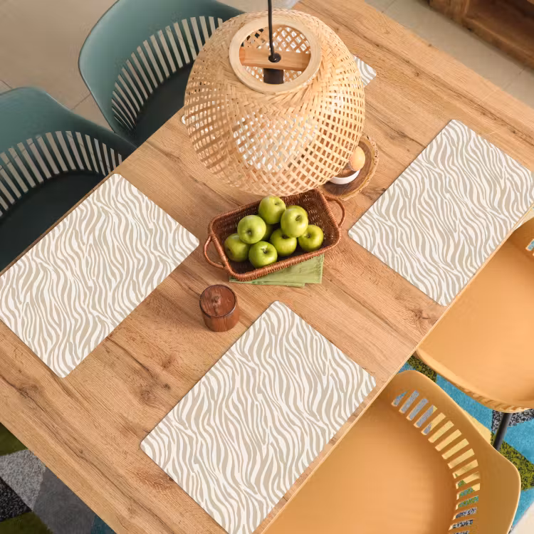 Salvamantel – 6 piezas - Cebra - Estampado - Beige — 3