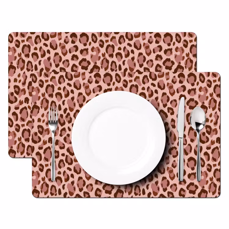 Salvamantel – 6 piezas - Leopardo - Estampado - Rosa — 2