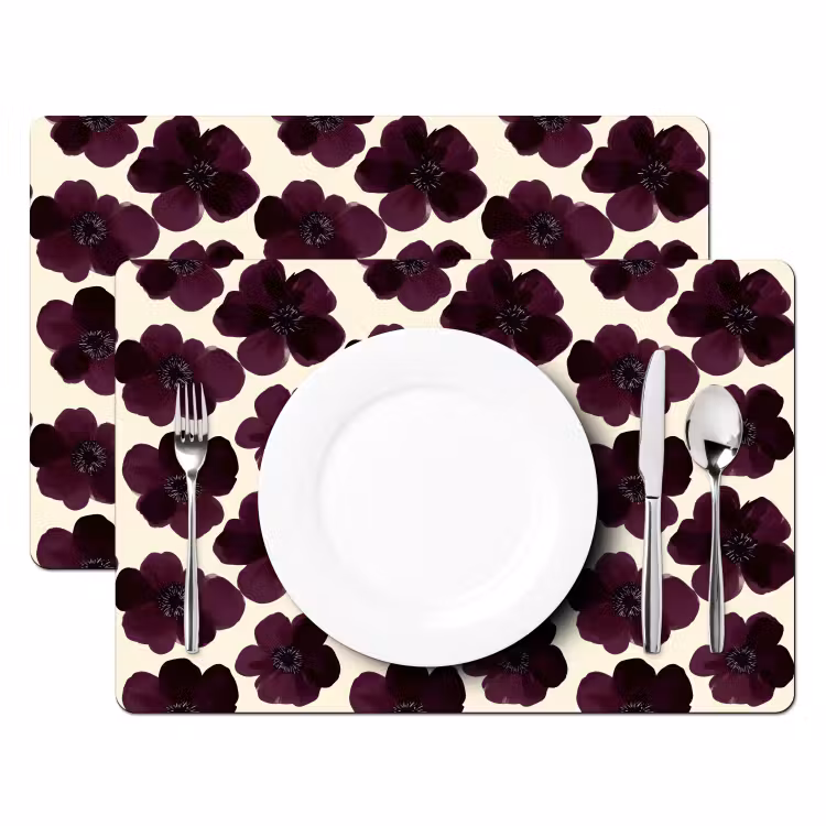 Salvamantel – 6 piezas - Flores - Acuarela - Morado — 2
