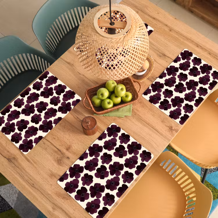 Salvamantel – 6 piezas - Flores - Acuarela - Morado — 3