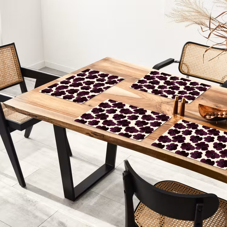Salvamantel – 6 piezas - Flores - Acuarela - Morado — 4