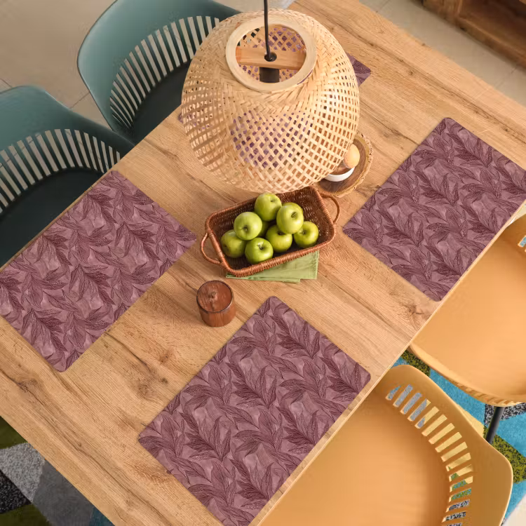 Salvamantel – 6 piezas - Hojas - Patrón - Morado — 3