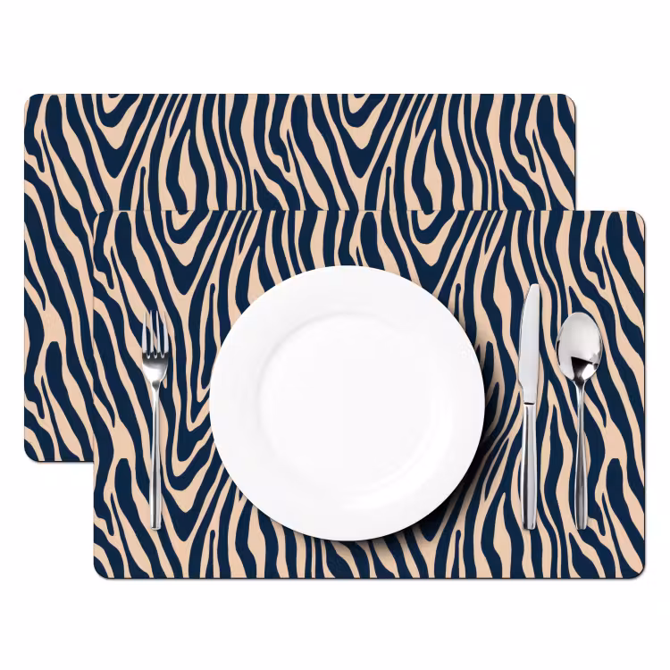 Salvamantel – 6 piezas - Cebra - Estampado - Azul - Beige — 2