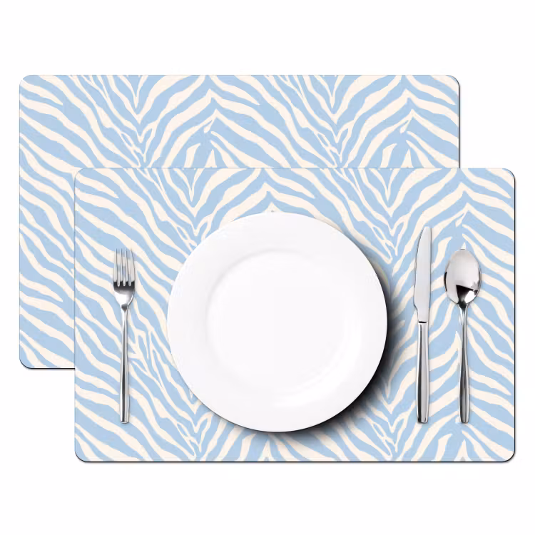 Salvamantel – 6 piezas - Cebra - Motivo - Azul - Blanco — 2