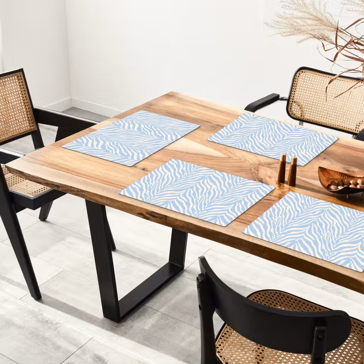 Salvamantel – 6 piezas - Cebra - Motivo - Azul - Blanco — 4