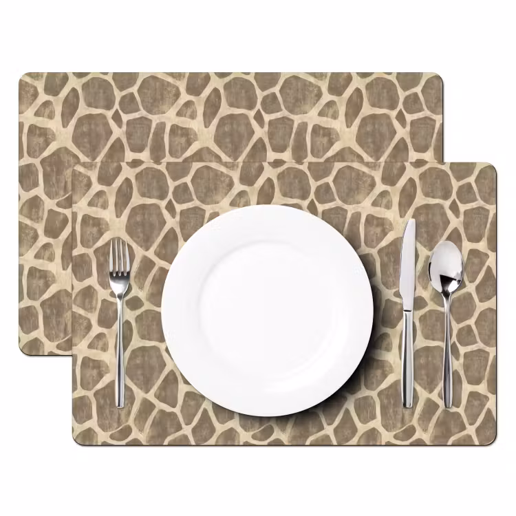 Salvamantel – 6 piezas - Jirafa - Estampado - Beige - Marrón — 2