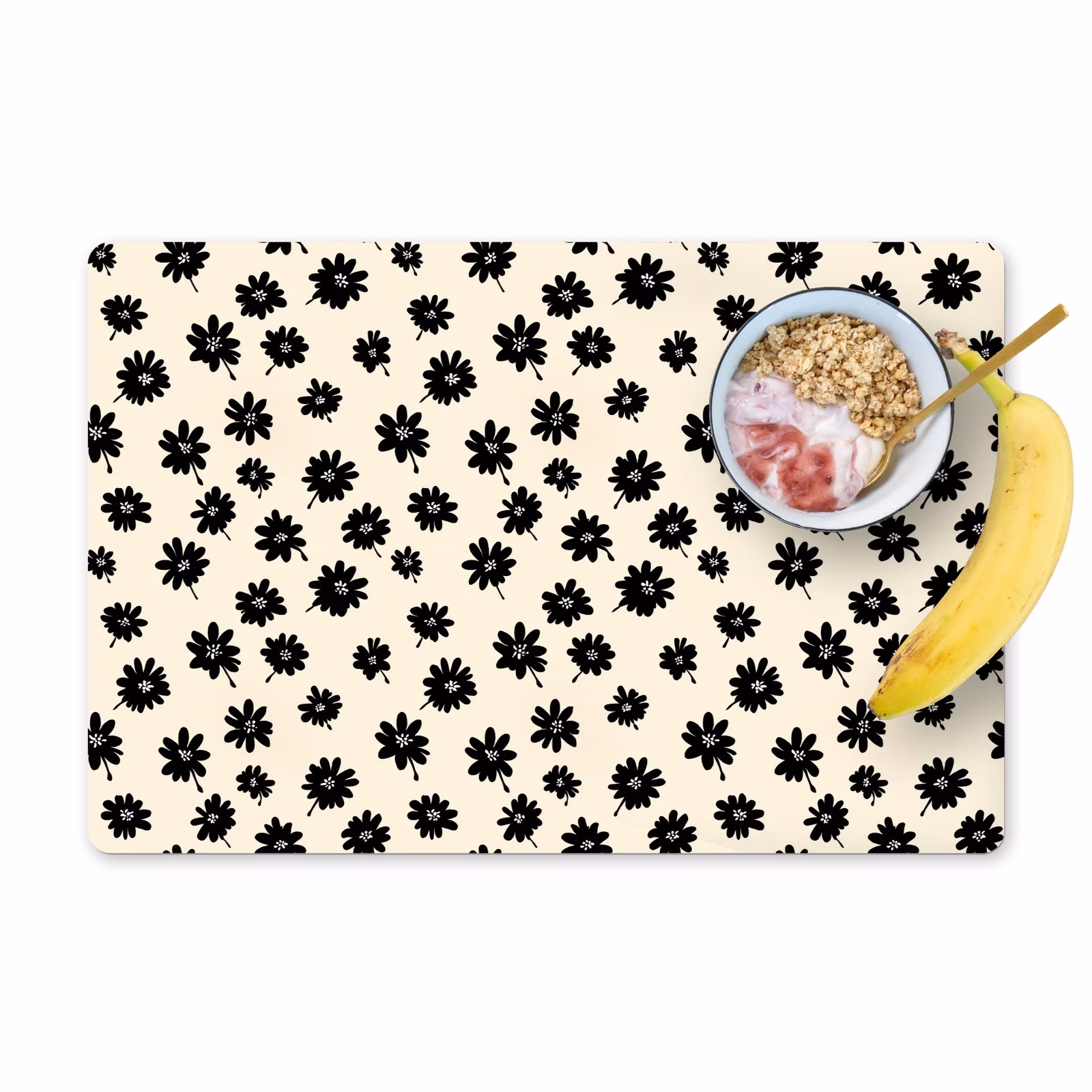 Salvamantel – 6 piezas - Margaritas - Gráfico - Negro - Beige — 1