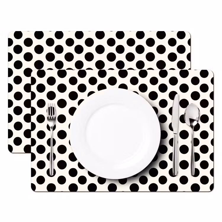 Salvamantel – 6 piezas - Clásico - Lunares - Negro — 2