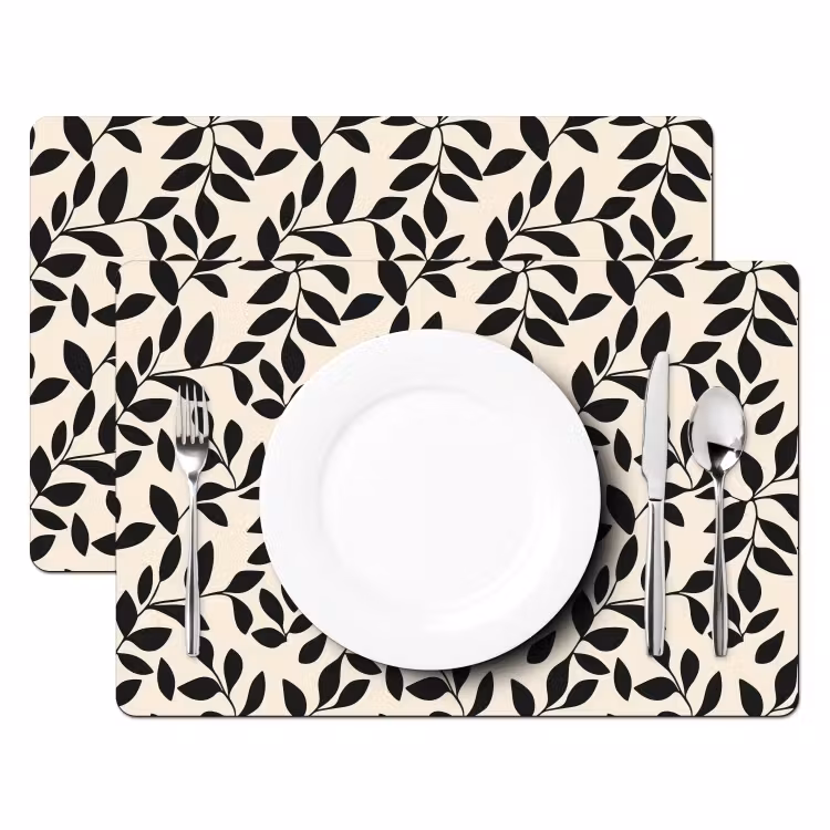 Salvamantel – 6 piezas - Elegante - Estampado - Negro - Beige — 2