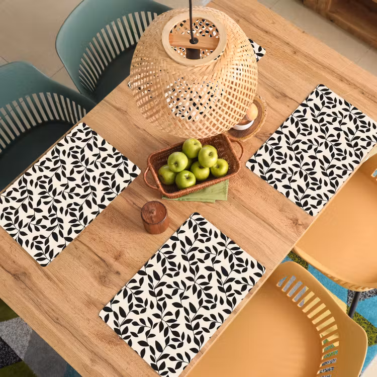 Salvamantel – 6 piezas - Elegante - Estampado - Negro - Beige — 3