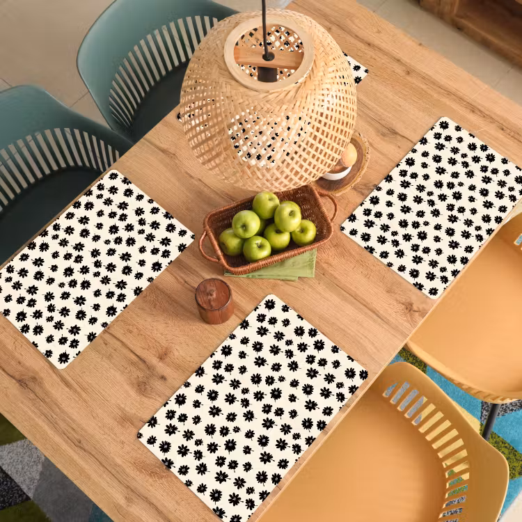 Salvamantel – 6 piezas - Margaritas - Gráfico - Negro - Beige — 3
