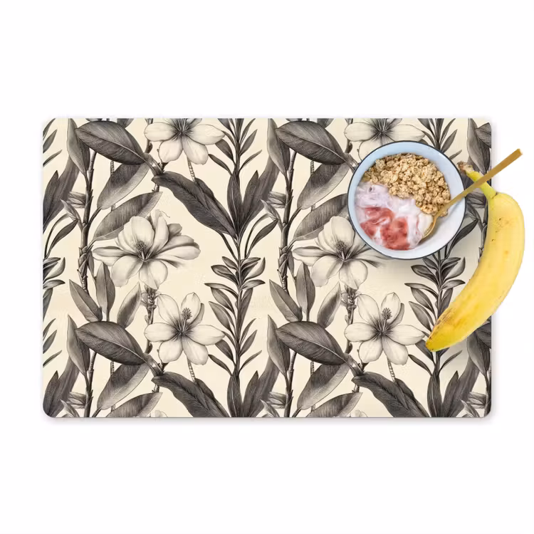 Salvamantel – 6 piezas - Clásico - Botánico - Negro - Beige — 1