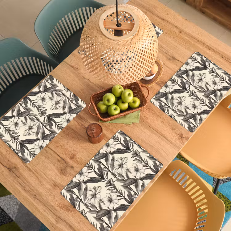 Salvamantel – 6 piezas - Clásico - Botánico - Negro - Beige — 3