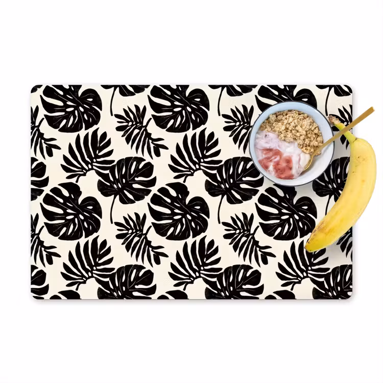 Salvamantel – 6 piezas - Moderno - Monstera - Negro — 1