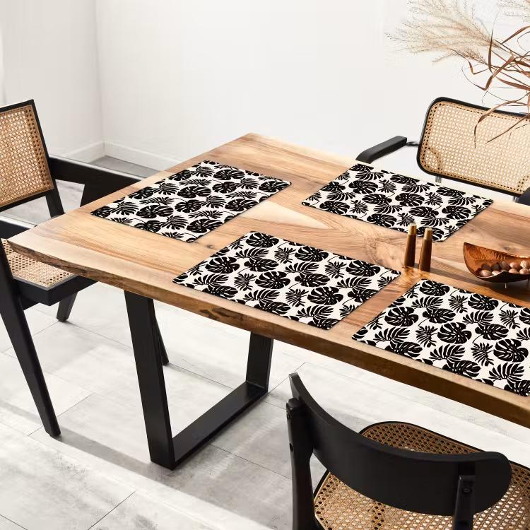Salvamantel – 6 piezas - Moderno - Monstera - Negro — 4