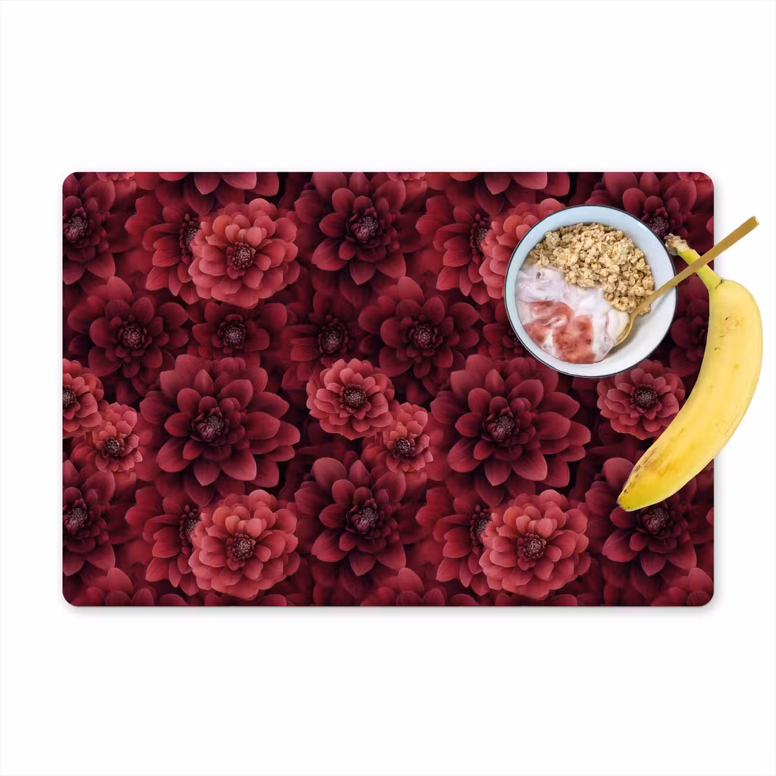 Salvamantel – 6 piezas - Dalias - Flores - Rojo — 1