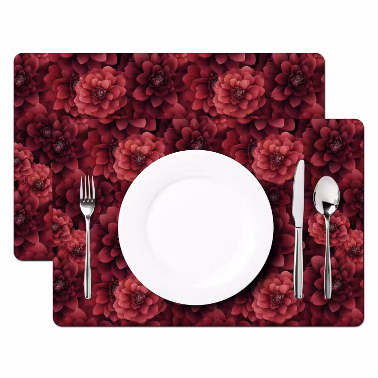 Salvamantel – 6 piezas - Dalias - Flores - Rojo — 2