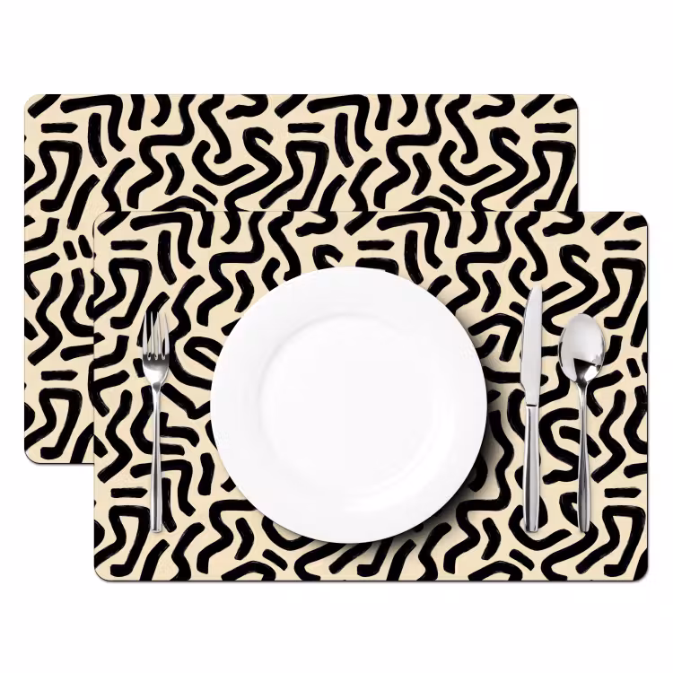 Salvamantel – 6 piezas - Abstracto - Líneas - Negro — 2