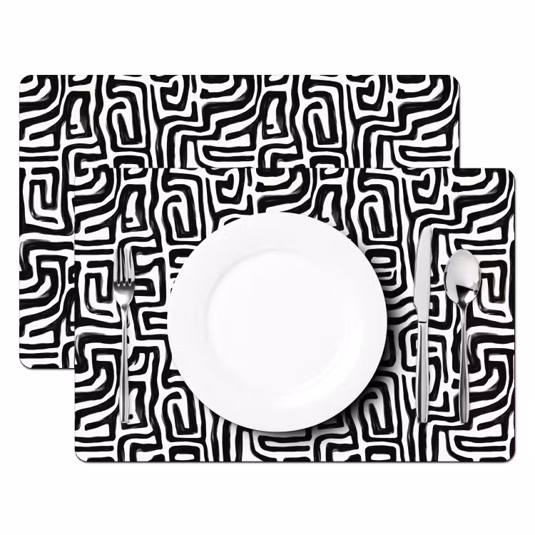 Salvamantel – 6 piezas - Gráfico - Líneas - Blanco y negro — 2