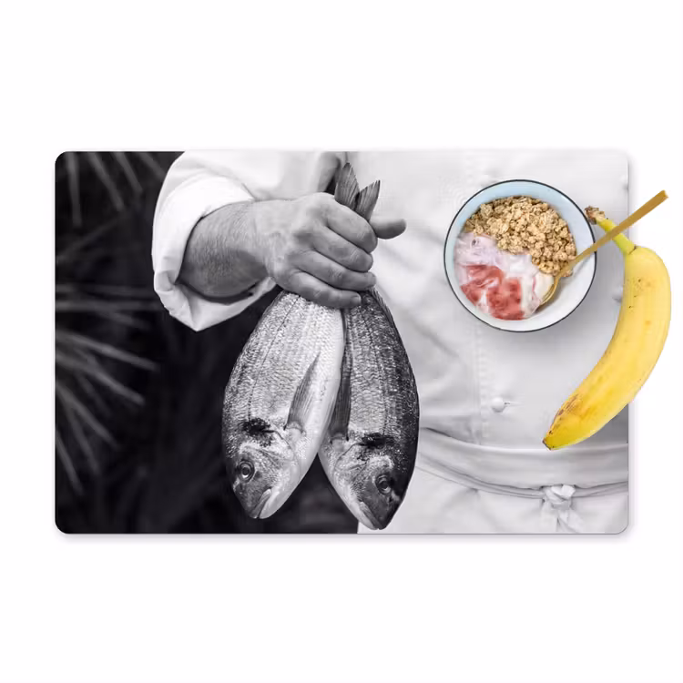 Salvamantel – 6 piezas - Pesca - Chef - Negro - Blanco — 1