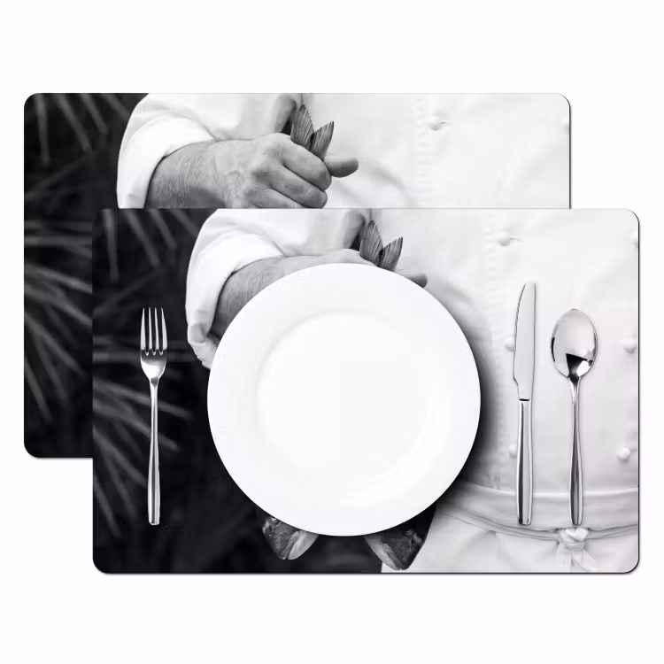 Salvamantel – 6 piezas - Pesca - Chef - Negro - Blanco — 2
