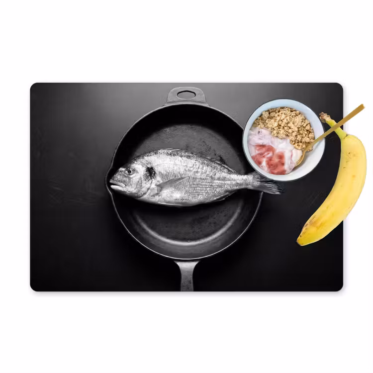Salvamantel – 6 piezas - Sartén - Pescado - Negro - Blanco — 1