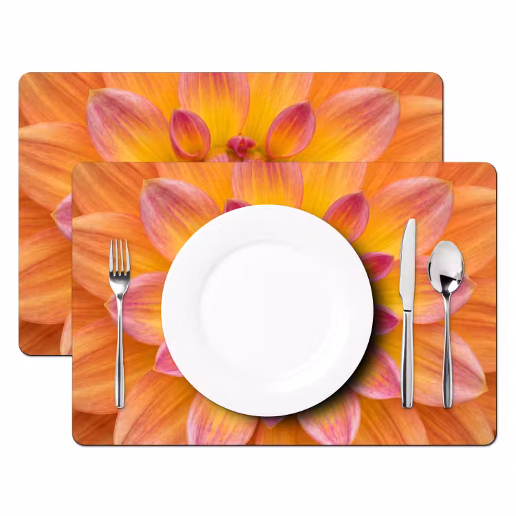 Salvamantel – 6 piezas - Dalia - Flor - Naranja — 2