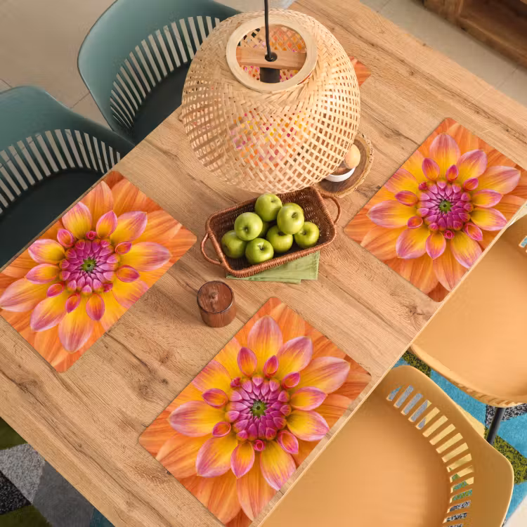 Salvamantel – 6 piezas - Dalia - Flor - Naranja — 3