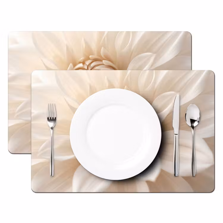 Salvamantel – 6 piezas - Flor - Dalia - Blanco — 2