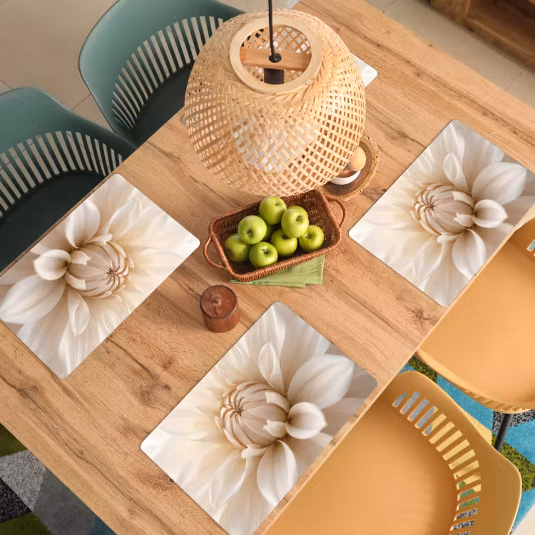 Salvamantel – 6 piezas - Flor - Dalia - Blanco — 3