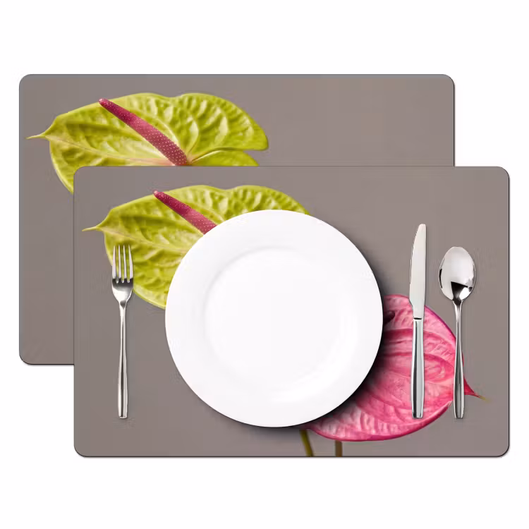 Salvamantel – 6 piezas - Plantas - Anthurium - Verde - Rosa — 2