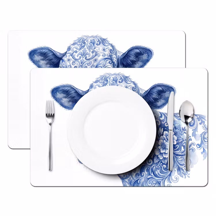 Salvamantel – 6 piezas - Ilustración - Vaca - Azul — 2