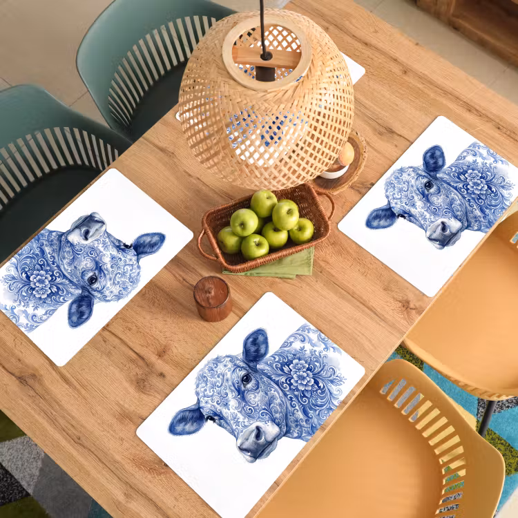 Salvamantel – 6 piezas - Ilustración - Vaca - Azul — 3