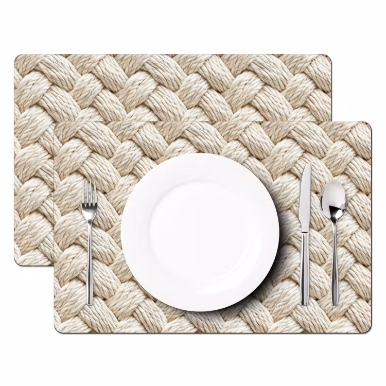 Salvamantel – 6 piezas - Cuerda - Punto - Beige — 2