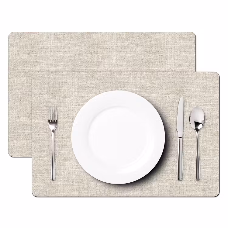 Salvamantel – 6 piezas - Lino - Textura - Beige — 2