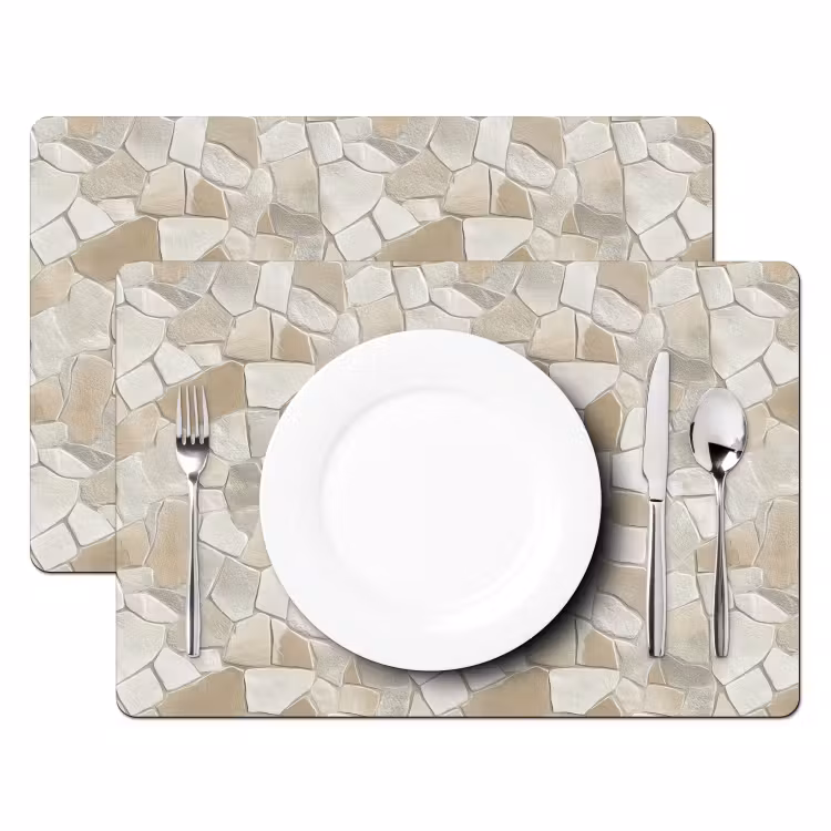 Salvamantel – 6 piezas - Mosaico - Piedras - Beige — 2