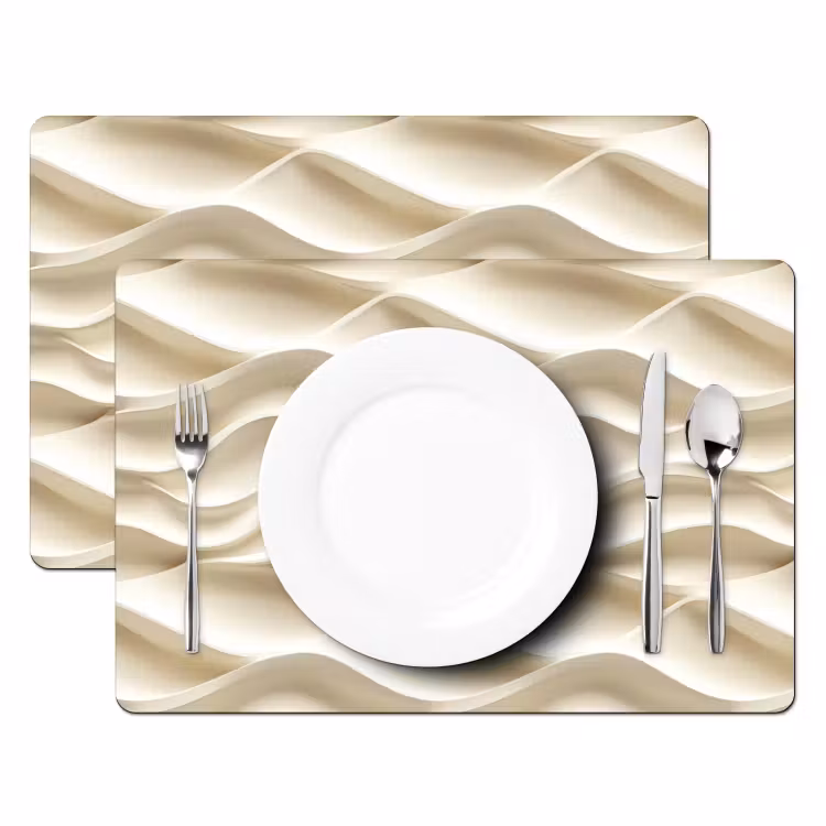 Salvamantel – 6 piezas - Líneas - Ondulado - Crema — 2
