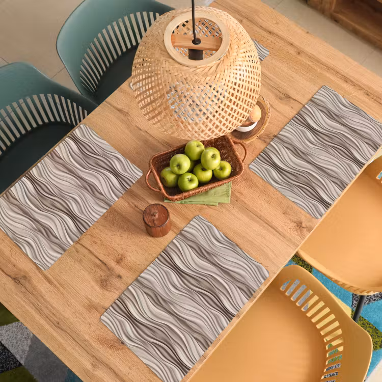 Salvamantel – 6 piezas - Ondas - 3D - Crema — 3