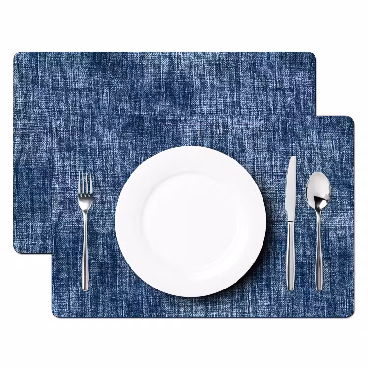 Salvamantel – 6 piezas - Lino - Textura - Patrón - Denim - Rústico — 2
