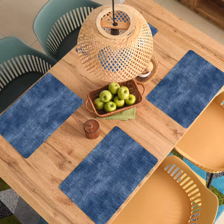 Salvamantel – 6 piezas - Lino - Textura - Patrón - Denim - Rústico — 3