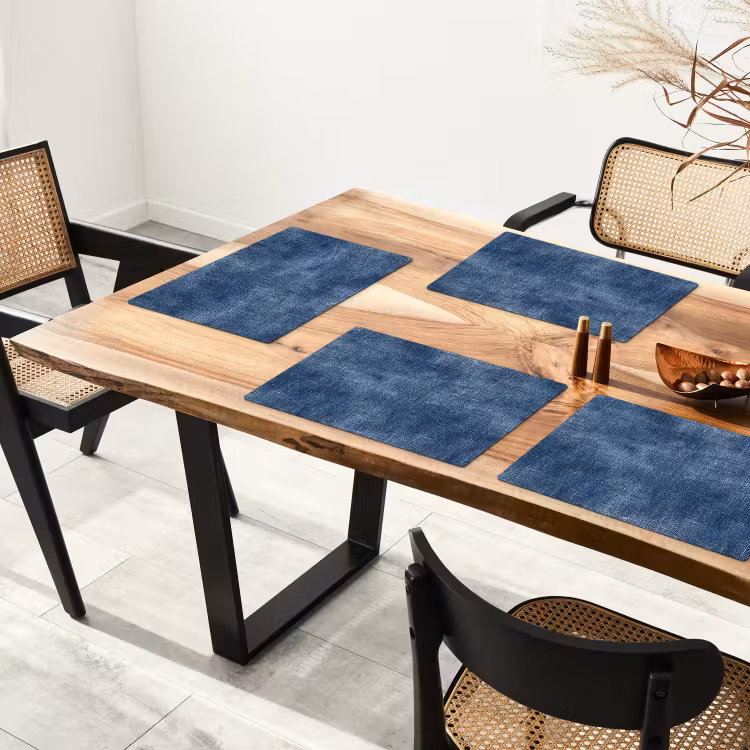 Salvamantel – 6 piezas - Lino - Textura - Patrón - Denim - Rústico — 4