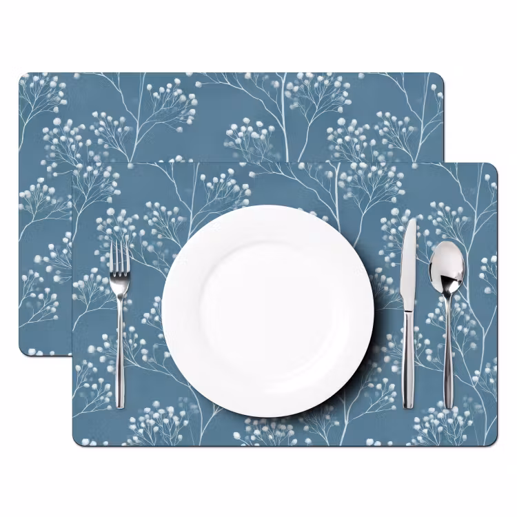 Salvamantel – 6 piezas - Ramas - Bayas - Patrón - Azul claro — 2