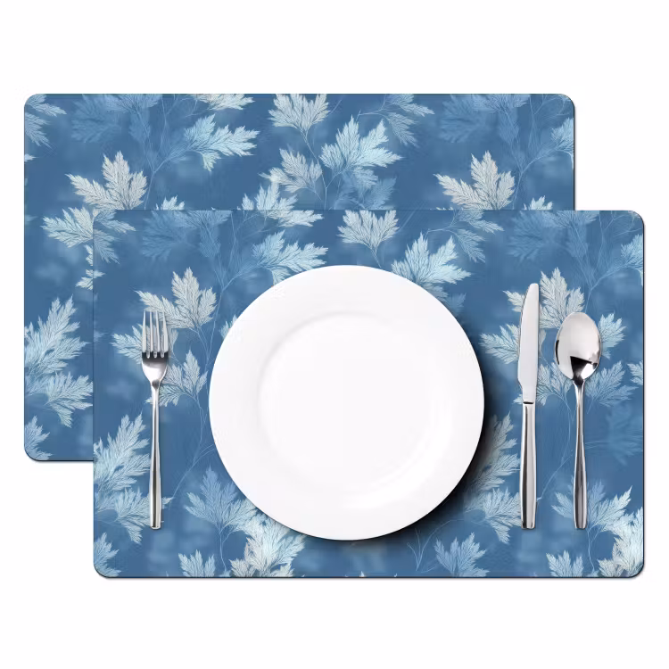 Salvamantel – 6 piezas - Helecho - Botánico - Patrón - Gris-azul — 2