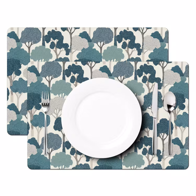 Salvamantel – 6 piezas - Moderno - Árboles - Bosque - Patrón - Azul — 2