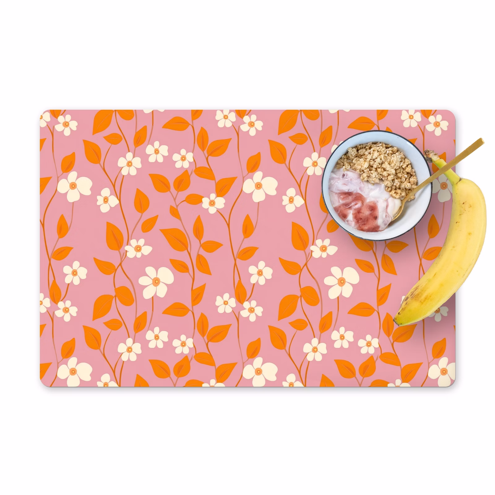Salvamantel – 6 piezas - Flores - Patrón - Naranja — 1