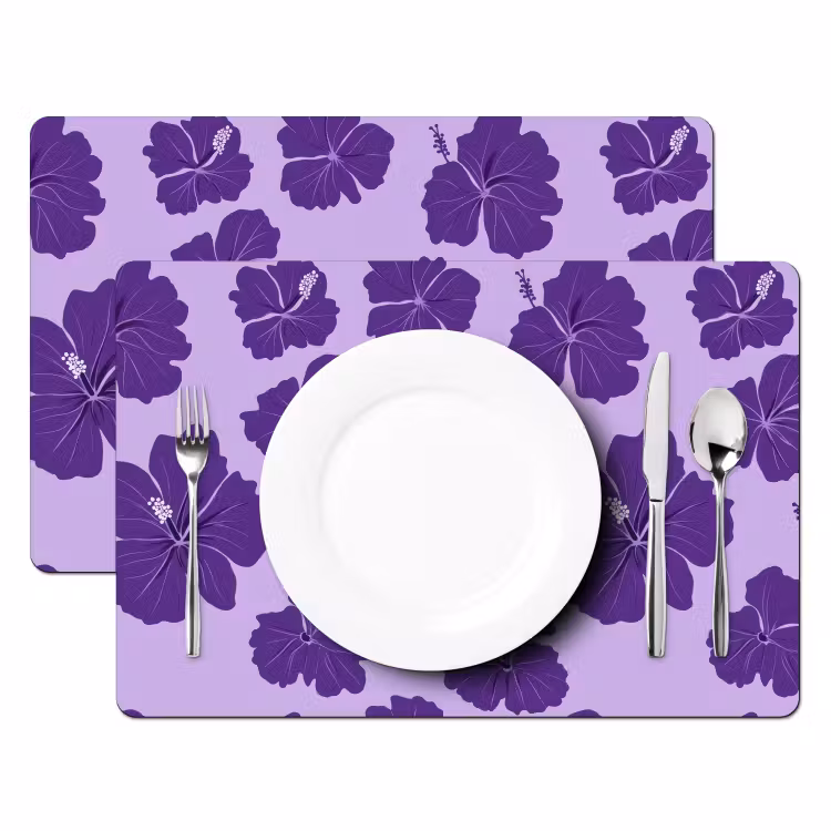 Salvamantel – 6 piezas - Hibisco - Flores - Morado — 2