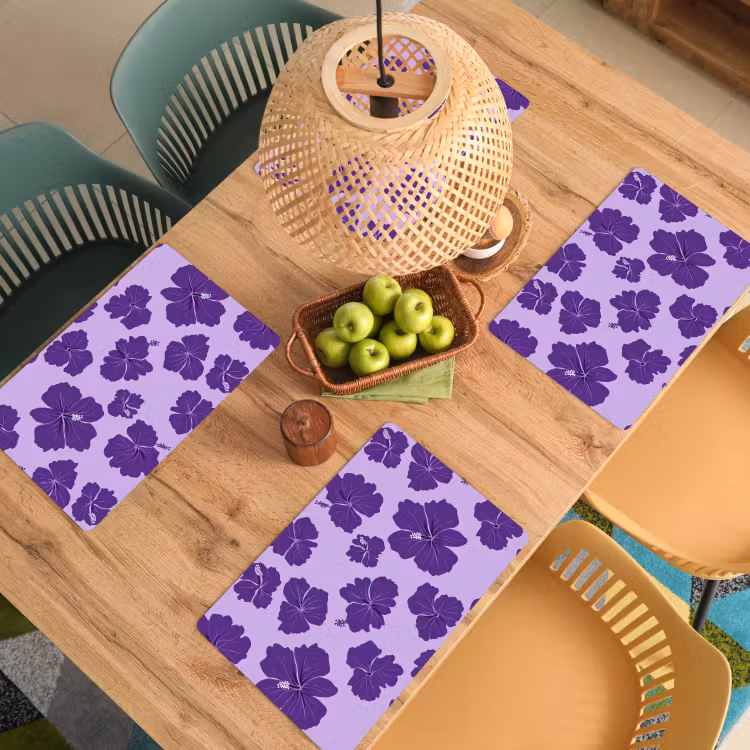 Salvamantel – 6 piezas - Hibisco - Flores - Morado — 3