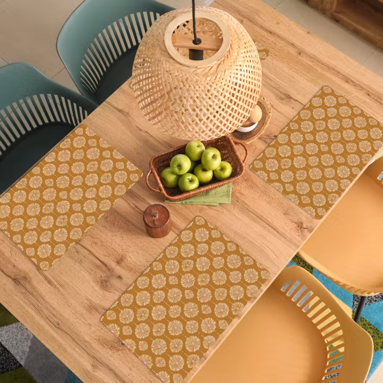 Salvamantel – 6 piezas - Flores - Modernas - Ocre — 3