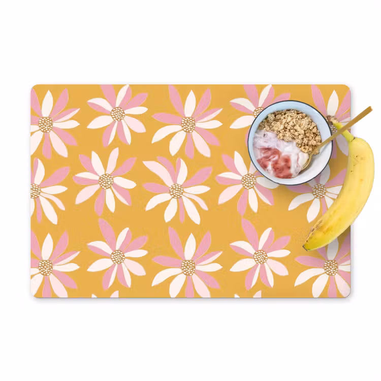 Salvamantel – 6 piezas - Flores - Modernas - Amarillas — 1