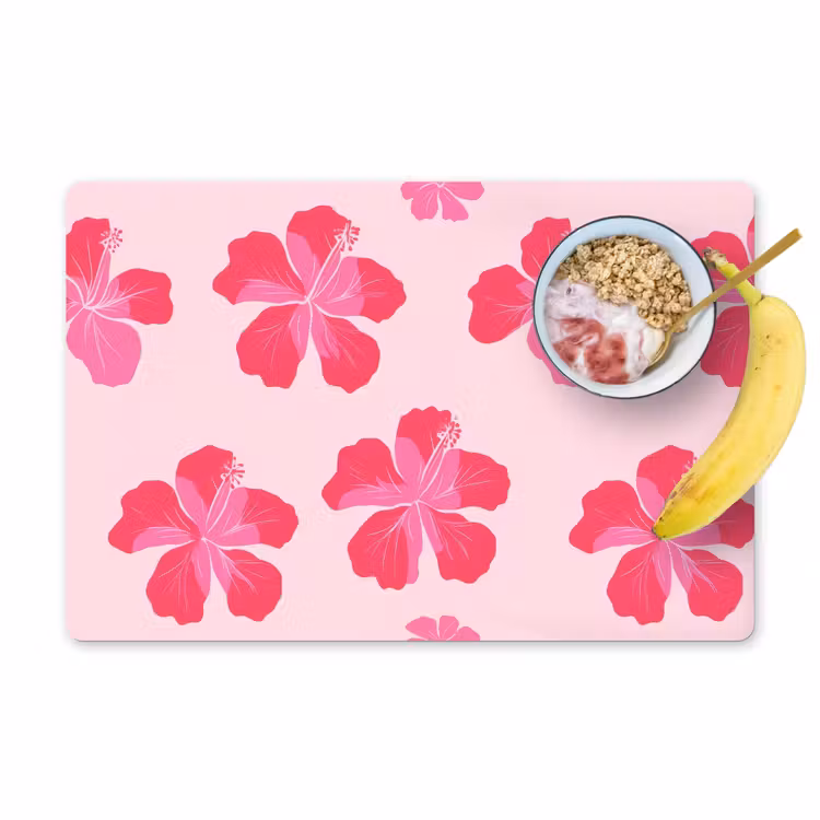 Salvamantel – 6 piezas - Hibiscus - Flores - Rosa — 1